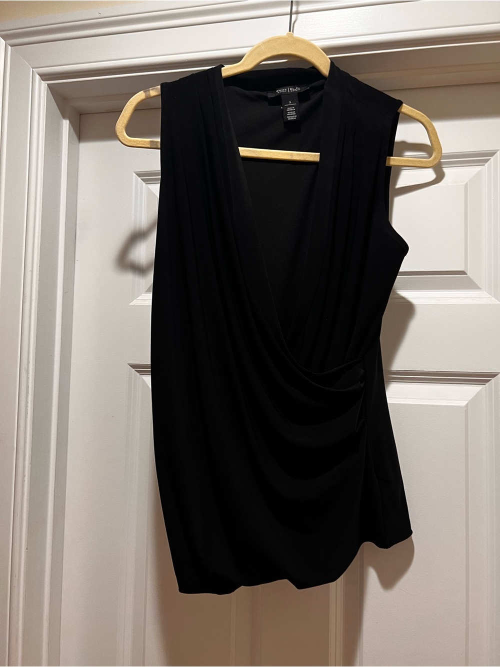 WHBM Sleeveless Wrap-Front Black Top
